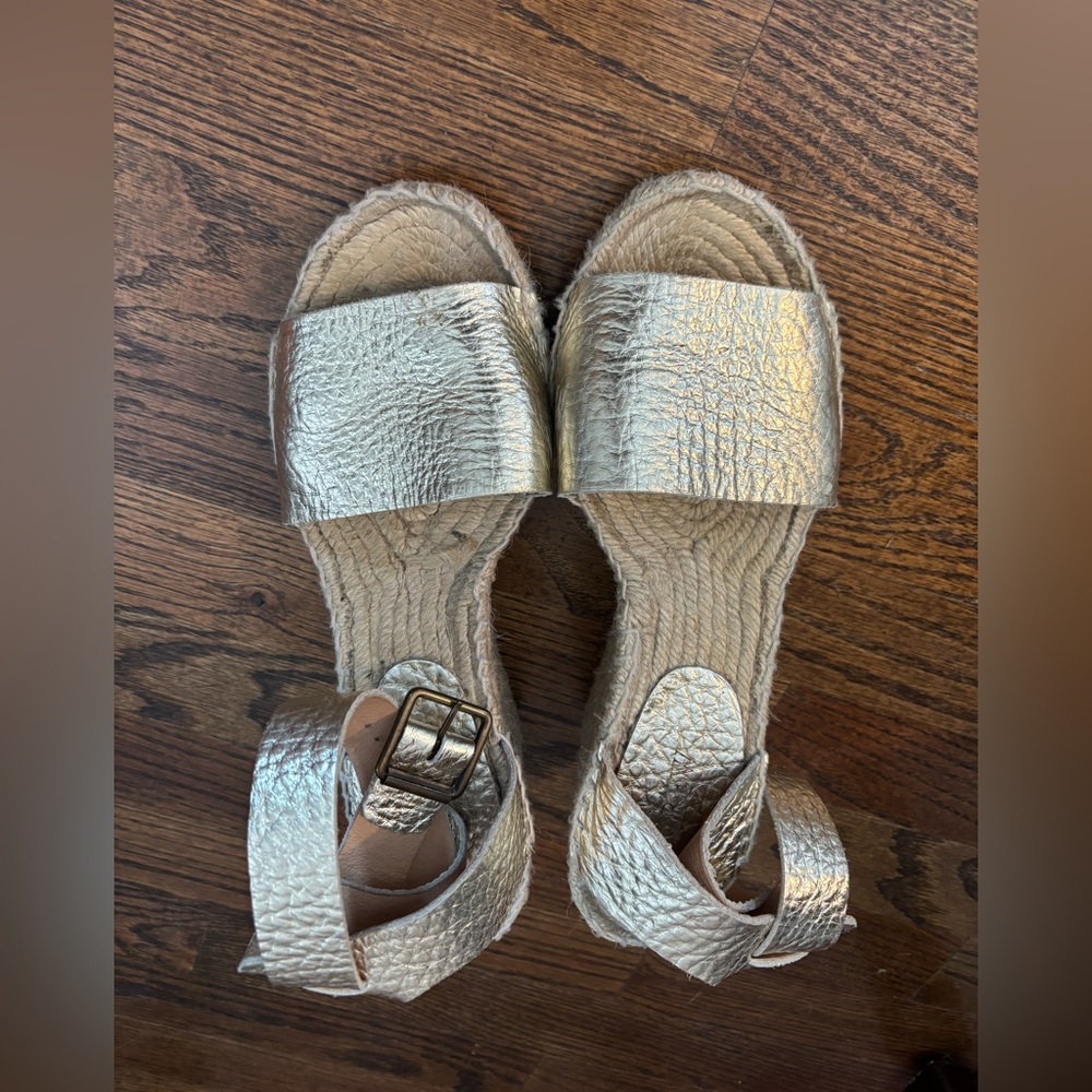 J. Crew Beige and Metallic Sandals